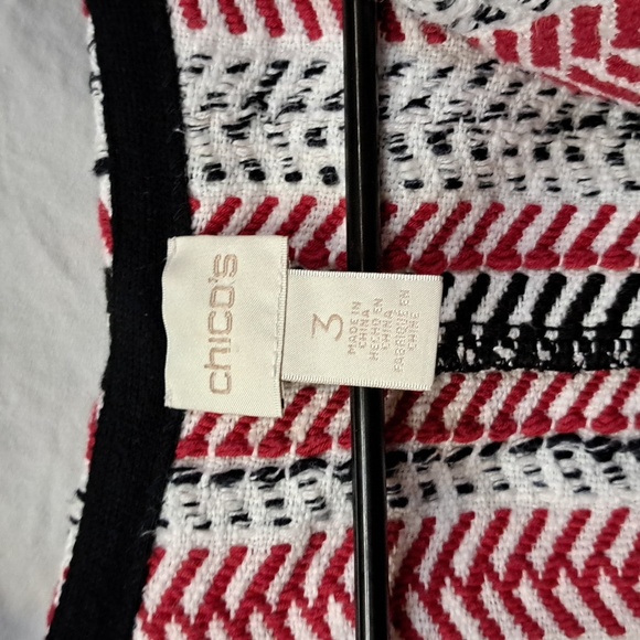 3X Black, Zipper up Red and White Chico's Jacket - Picture 4 of 5